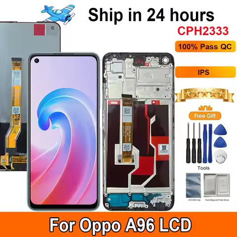 100% Tested 6.59‘‘For Oppo A96 LCD Display Touch Panel Digitizer AAssembly With Frame Replacement Fo