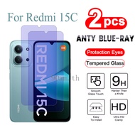 2 Pcs Tempered Glass Redmi 15C 5G 4G Anti-Bluelight Screen Protector for Redmi 15C 15 14C 13C 13 12 