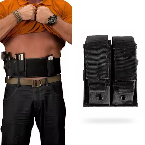 MOLLE Double Pistol Mag Pouch, 9mm .40 Cal Magazine Holder Fit Glock S&W M&P Sig 1911 Handgun Mag Ca