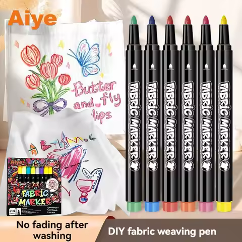 24/12 Fabric Markers Pens Set - Indelible and Permanent Fabric Paint - Fine Point Tip Textile Marker