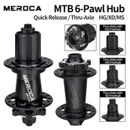 MEROCA Mountain Bike Hub - Quick-Release/Thru-Axle, HG/MS/XD Freehub, 6-Claw, 120 Clicks, 4 Bearings