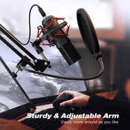FIFINE USB Gaming Microphone Set with Flexible Arm Stand Pop