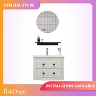 Rabdoge Bathroom Wall Basin Cabinet With Smart LED Round Mirror