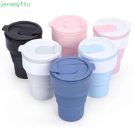 JEREMY Collapsible Cups with Lid, with Lid Foldable Folding Coffee Cup, Water Bottle 375ml Reusable 