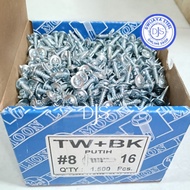 1BOX SDS TW+BK WHITE 8X16 LION SCREW DRILLING TRUSS HEAD WHITE FLAT HEAD 8X16