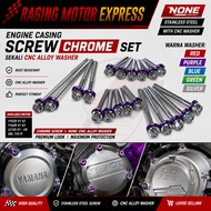 NONE CHROME SKRU ENJIN SCREW ENGINE + WASHER SET Y15ZR Y16ZR LC135 LCV8 SRL115 SAYALA STYLE