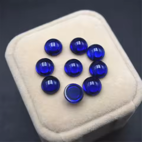 Sapphire Round Cabochon Smooth Polished Surface Round Royal Blue Sapphire Cabochon Flat Back SP017
