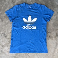 Kaos Oblong Unisex Pria Wanita Adidas Trifoil Biru Original Size S