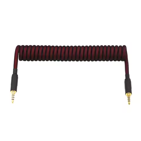 3.5mm Jack Black Straight TRRS Coil Coiled Cable for Split Keyboard RODE Sc7 By VIDEOMIC Video Micro