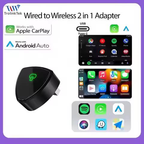 2026 Wireless Carplay Adapter 2 in 1 Smart Mini Box BT Auto Connect Plug And Play WiFi Fast Connect 