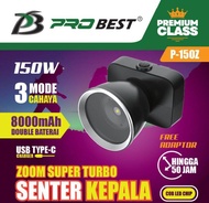 Pro Best Senter Kepala Zoom Super Turbo 180 Watt Baterai 12000mAh