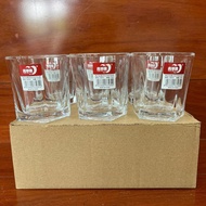 Set of 6 angular glass drinking glasses, 7.7cm diameter - 8cm high - Thick glass cup