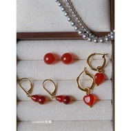 Red Agate Stone SeriesBenming Year Red Earrings Agate Earrings High Quality Temperament Exquisite Ni