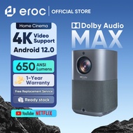 [1 Year Warranty] EROC MAX 1080P HD 4K 8K Mini Projector Screen With WiFi Home Projector portable