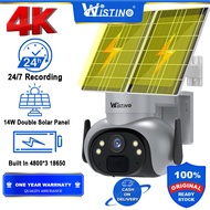 Wistino 24 Hours Recording 4K 8MP  Double Solar Panel Outdoor  PIR Human Detetion Two Way Audio WiFi