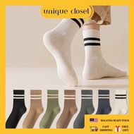 Unique Closet 1 Pair Men Sock Unisex Plain Sock Crew Socks Stoking Stokin Muslimah 袜子