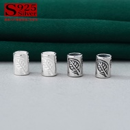 S925 Silver Retro Leaf Barrel Beads Leaf Spacer Beads Loose Beads Handmade diy Beaded Bracelet Acces