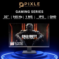 PIXLE Gaming Monitor 32 inch | 32" QHD 165Hz 1ms Flat Fast IPS Monitor 2560 x 1440p