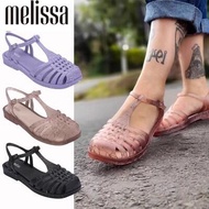 2023 New Melissa Women's Vintage Sandals Square Headed Woven Hollow Jelly Shoes Adult Girls Baotou Sandal Ladies T-shaped Sandal