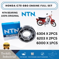 HONDA C70 GBO NTN ENGINE BEARING SET X 5PCS BEARING 100% ORIGINAL - 6304 6203 6000