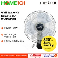Mistral Wall Fan with Remote Control 16” MWF4035R