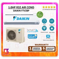Daikin 1.0hp (WiFi) R32 Non Inverter Wall Mounted Air Conditioner R32 Aircond (Smart Control) FTV28P
