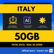 Traverrsim Italy eSIM AI + 5G Max 意大利 (50GB)