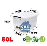(50L & 80L) Lava 4 Wheels Storage Box Transparent | Toy Storage Box | Big Storage Container | Kotak 