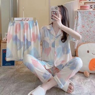 Korean 3 in 1 Cotton Sleepwear Pajama Short Terno Set For Women Nightwear