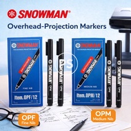 Snowman OHP Marker OPF OPM Permanent Projector Marker Fine 0.5mm & Medium 1.0mm