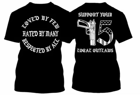 SUPPORT YOUR LOCAL OUTLAWS BIKER MOTORCYCLE MC T SHIRT TEE OUTLAW GUN