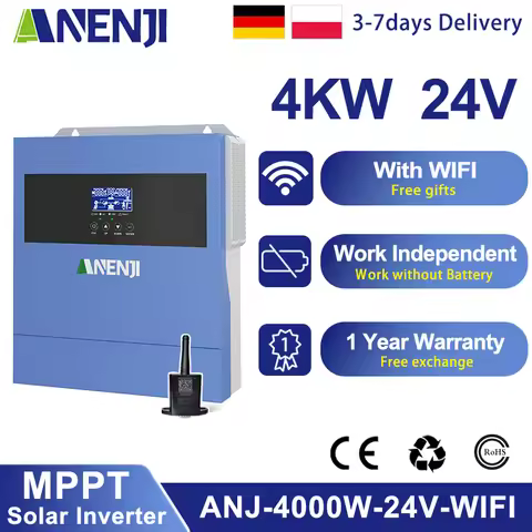 Solar Hybrid Inverter 4kw 220/230VAC 24V On/Off Grid With MPPT 100A Solar Charger 4000w Solar Hybrid