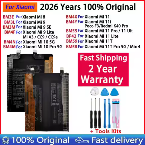 Original Battery For Xiaomi Mi 8 9 10 11 11i 11T Ultra SE Lite 5G Batteries BM4F BM4N BM4X BM4Y BM3L