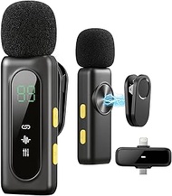 2-in-1 Mini Microphone for iPhone: Wireless Lavalier Microphones for iOS/Plug-Play Mini Mic with Noi