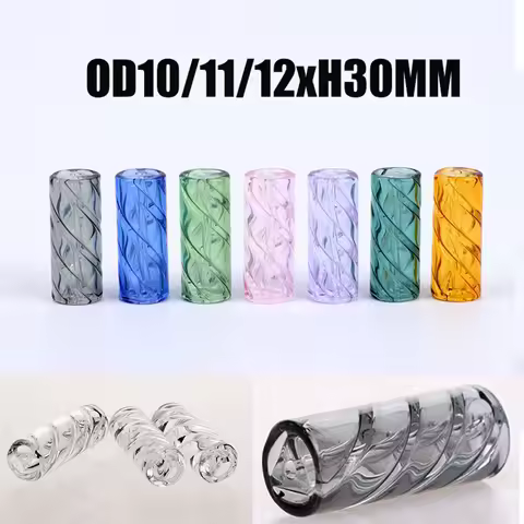 10mm 12mm H30mm Stripe Color Mini Glass Cigaret Pipe Filter Tips Round Mouth for Dry Herb Tobacco Sm