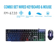 OKER คีย์บอร์ด ชุด คีย์บอร์ดเกมมิ่ง+เมาส์ไฟ LED คอมโบเซ็ทคุณภาพสูง หัวเสียบ USB รุ่น OKER KM-6120