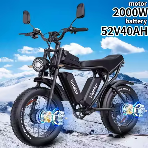 Ridstar Q20 52V40AH 2000W Electric Bike Dual Motor Battery 20*4.0inch Fat Tire Ebike Mountain Snow E