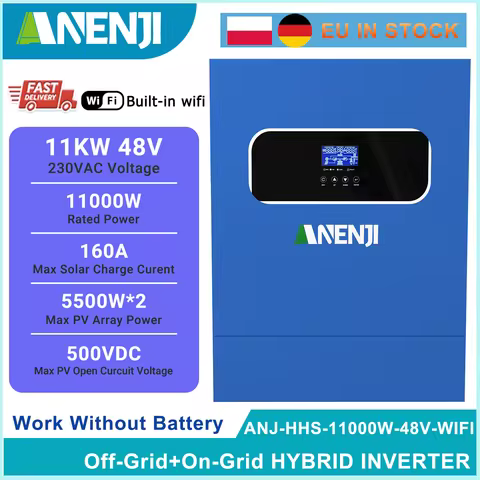 11KW Hybrid Solar Inverter 48V MPPT Photovoltaic On/Off Grid Inverter 220VAC PV 500V Built-in 160A S