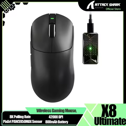 ATTACK SHARK X8 Ultimate 55g Wireless Gaming Mouse, BT/2.4GHz Wirelss/Wired, 8K Polling Rate,PixArt 