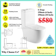 [✅SG PUB Approval &amp;AuthorizedSeller]High Quality V598 | One-Piece S Trap Tornado Toilet Bowl w Soft Close Cover