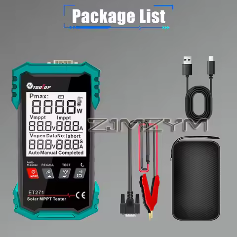 ET271 Solar MPTT Power Tester 3.2-inch 2000W Photovoltaic Power Meter Pmax Voc Isc Measurement Recha