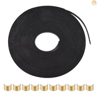 3D Printer Accessary 2GT Timing Belt Width 6mm 5M/16.4ft Length with 10 Brass Copper Buckle for Crea
