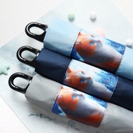 TDN月亮貓放大降溫秒收傘 瞬收傘反向自動收傘(天空藍)