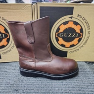 GUZZI 302 Safety Shoes Goodyear Welt highcut Sirim Dosh Premium Leather Brown Maroon Khaki