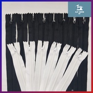 SCZ Normal Zip 16" / Cloth Zip / Normal Zipper (1dozen) 16 inch Black & White | Zip Biasa SCZ / Zip 