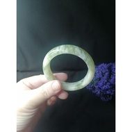 (54.8mm) Natural Serpentine Jade Hence Bracelet 天然岫玉油翠手镯