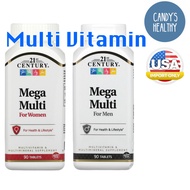 พร้อมส่ง 21st Century, Mega Multi, For Men, For Women, Multivitamin & Multimineral, 90 Tablets วิตาม