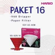 HARIO V60 PAPER FILTER 02 + PLASTIC DRIPPER 02 RED SPECIAL