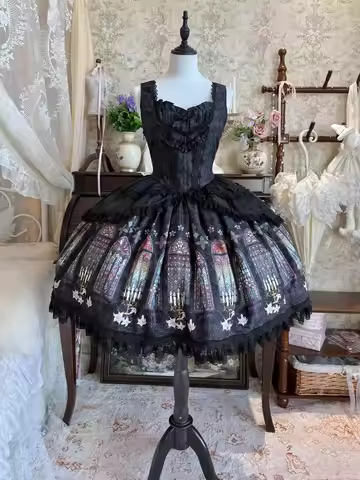 Temple Stained Glass - Gothic Lolita JSK Dress & Blouse Set, Stained Glass Print by The Original Wit