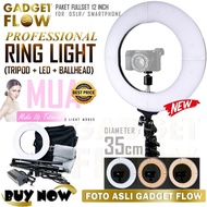 PAKET RING LIGHT LED 35 CM FULL SET BEAUTY VLOGGER MAKE UP DSLR HP - BHADRIKASTORE4